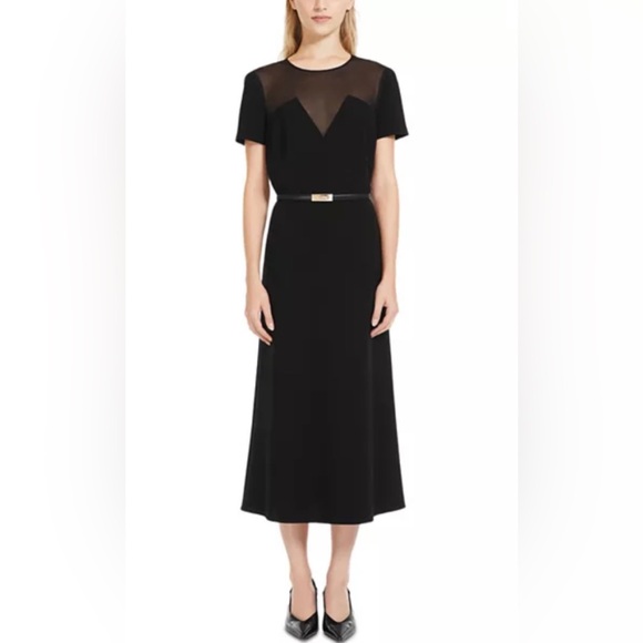 Max Mara Studio Asturie Mixed Media Black Belted Dress size 4 NWT - Picture 15 of 15
